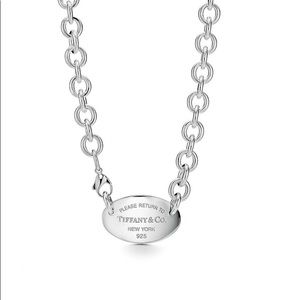 Return To Tiffany & Co Oval Tag Choker Necklace Y2K with Reciept, Bag, Tag 15.5”
